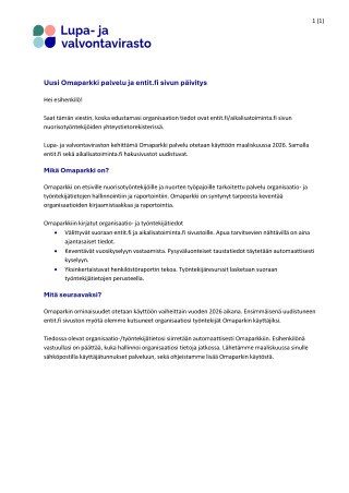 3 Esihenkilöille Uusi Omaparkki palvelu ja entit fi sivun päivitys