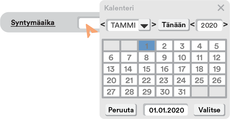 Päivämääräkenttä.